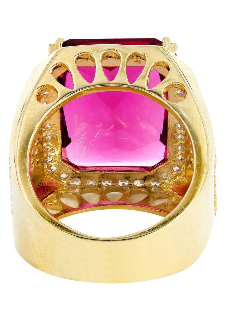 Ruby & Cz 10K Yellow Gold Mens Ring. | 21.8 Grams MEN'S RINGS FROST NYC 
