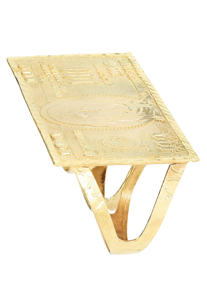 $100 Dollar Bill 10K Yellow Gold Mens Ring. | 18.6 Grams MEN'S RINGS FROST NYC 