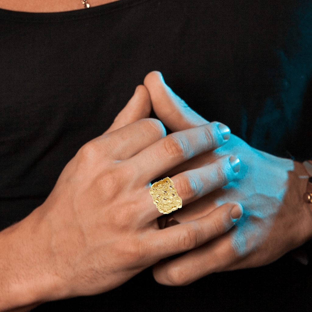 Gold Nugget Ring- Mens Ring 10K Gold | 6.9 Grams MEN'S RINGS FROST NYC 