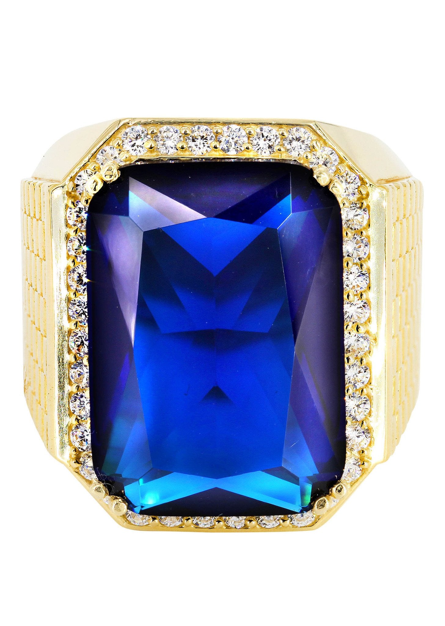 Sapphire 10K Gold Mens Ring Grams