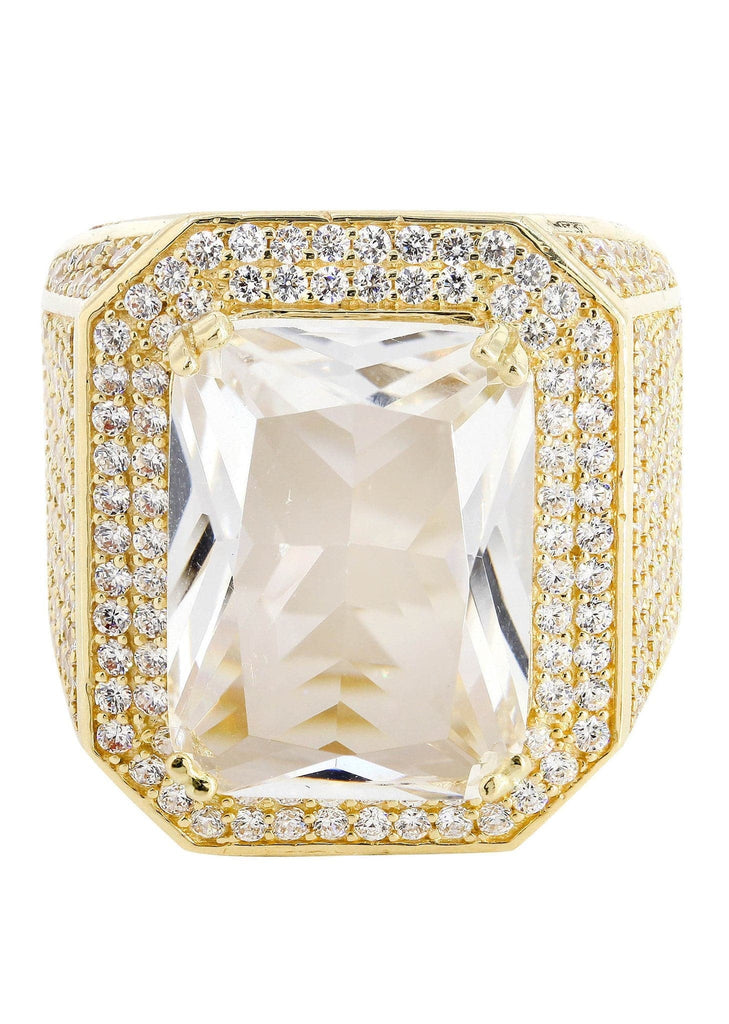 Rock Crystal & Cz 10K Yellow Gold Mens Ring. | 21.8 Grams MEN'S RINGS FROST NYC 
