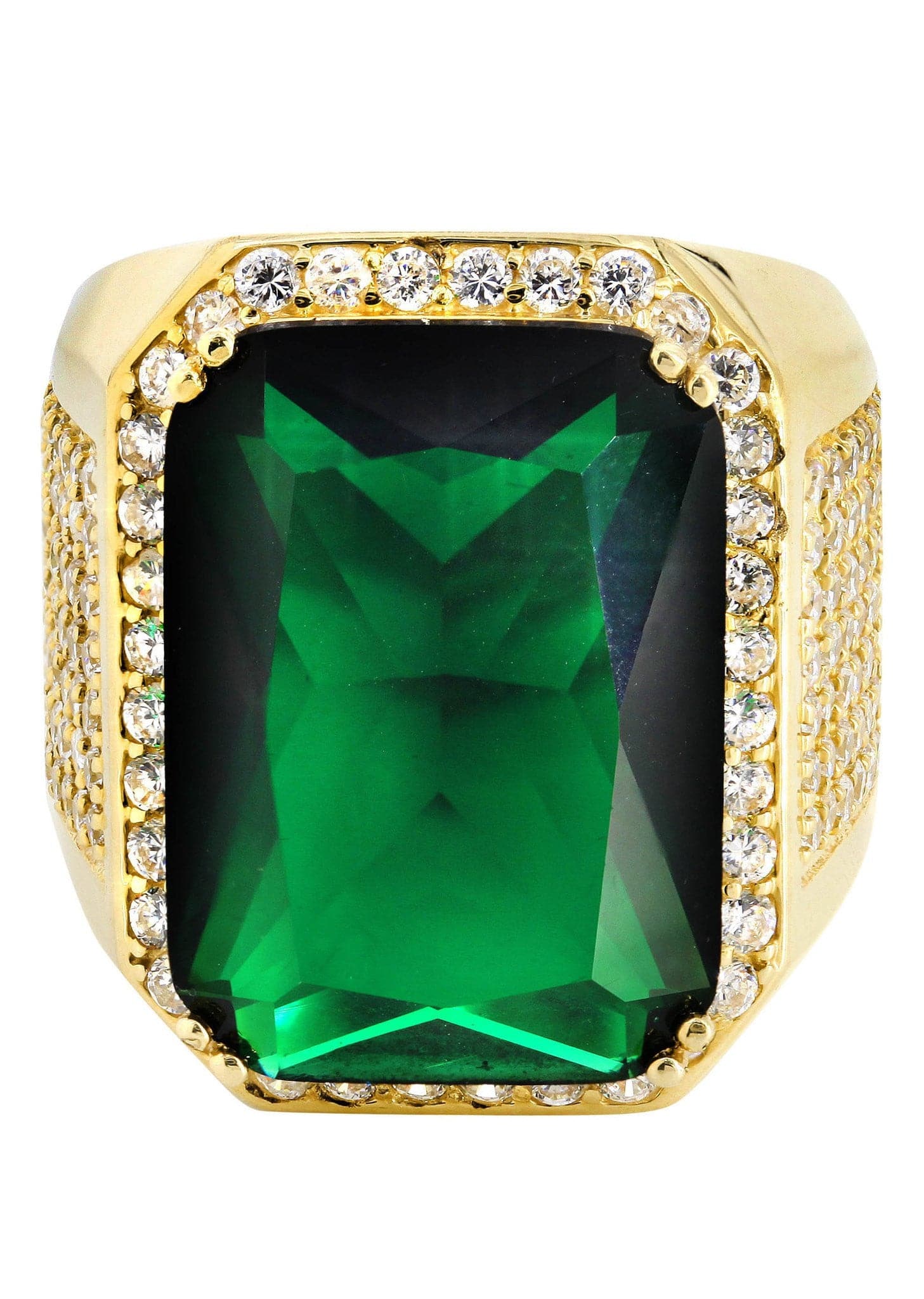 Emerald 10K Gold Mens Ring Grams