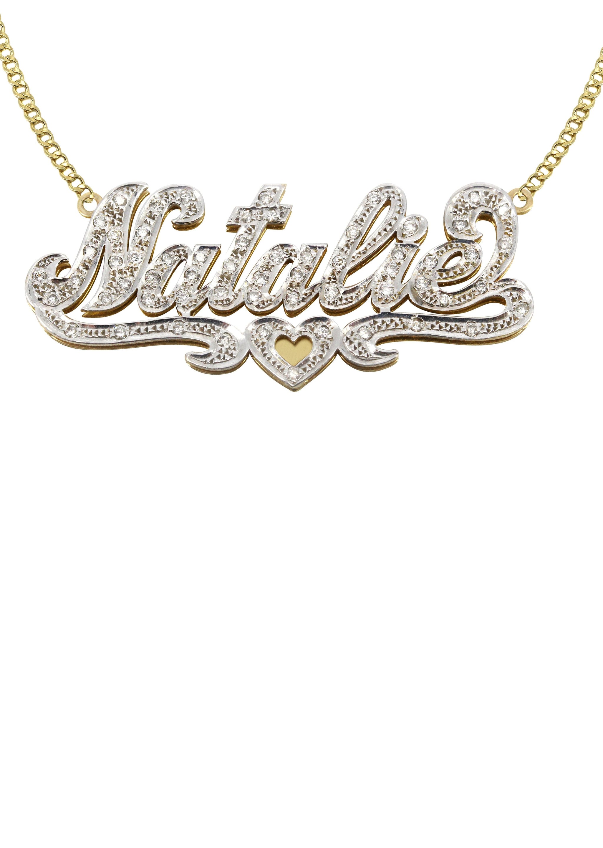 plate pendant real gold name plate