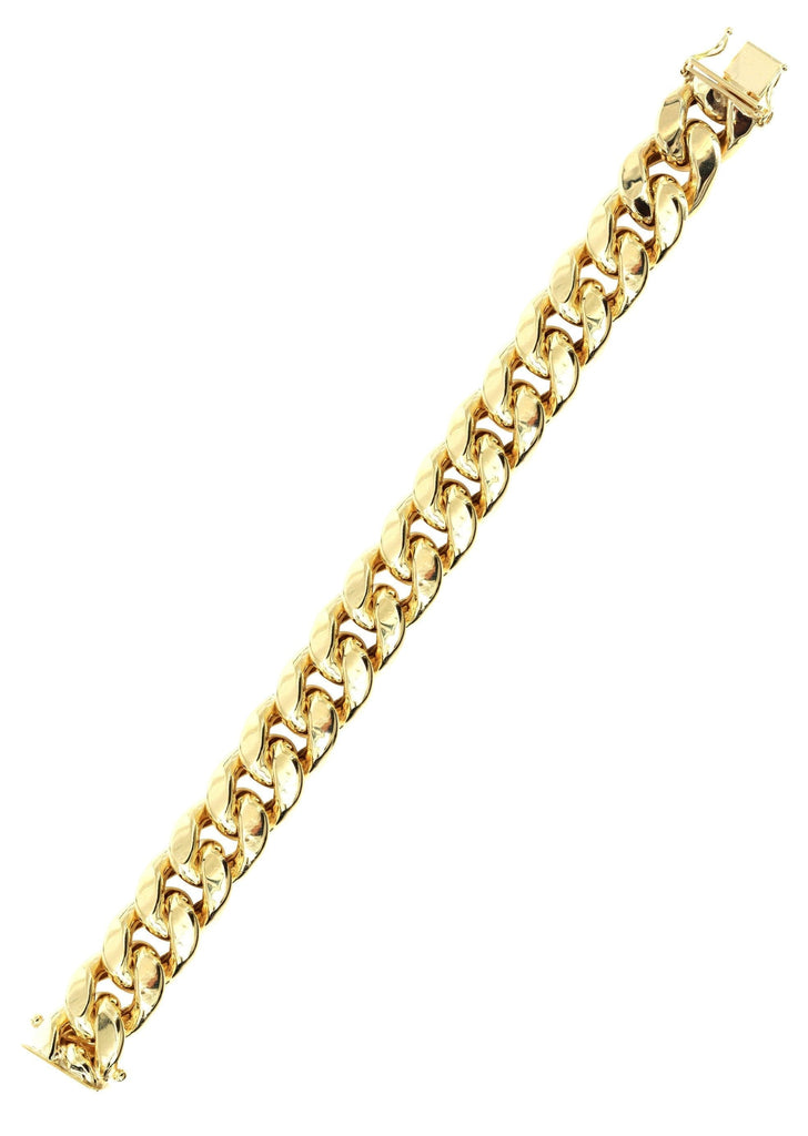 Hollow Mens Miami Cuban Link Bracelet 10K Yellow Gold Men's Gold Bracelets MANUFACTURER 1 