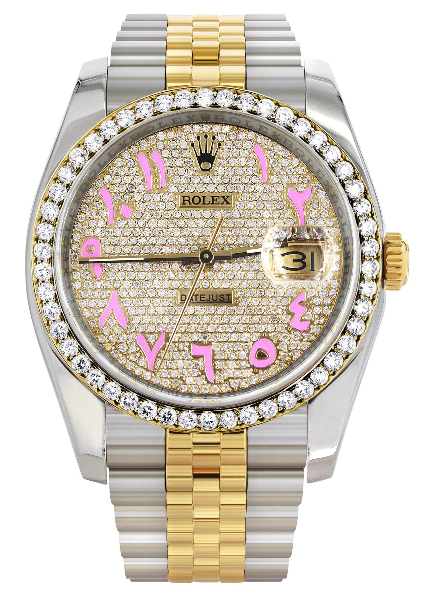 116233 | Hidden Clasp | Diamond Gold Rolex Watch For Men | 36Mm | Cust