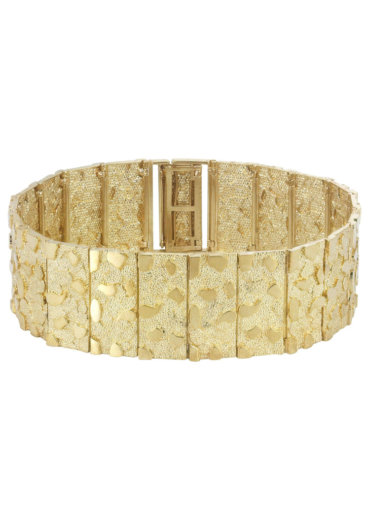 Amazon.com: LIFETIME JEWELRY 23mm Rugged Nugget Link Bracelet for Men and  Women 24k Gold Plated (7): Clothing, Shoes & Jewelry