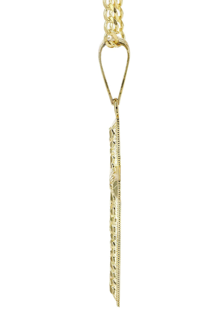 10K Yellow Gold Cuban Chain & Nugget Cross Pendant | Appx. 13.7 Grams chain & pendant FrostNYC 