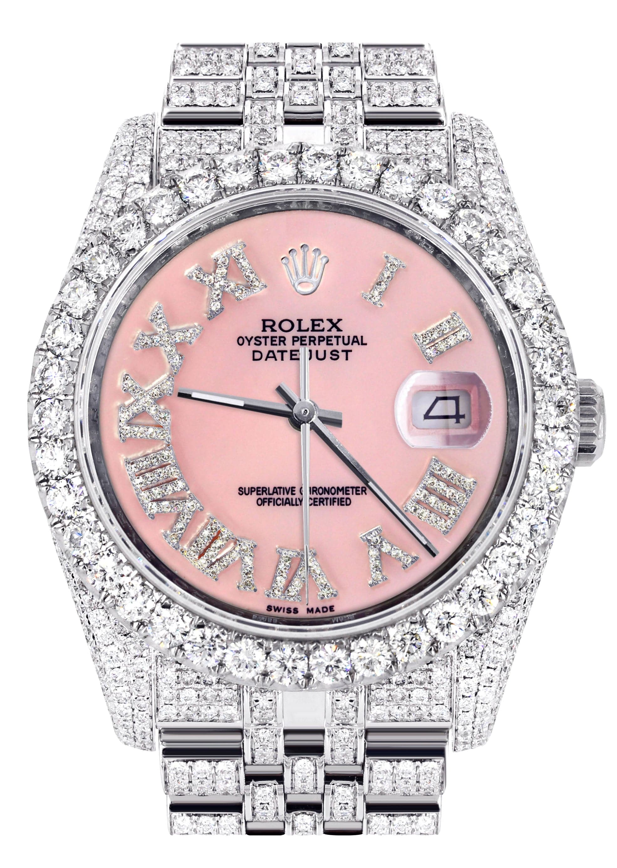 Iced Out Rolex Datejust 36 MM | Stainless Steel | 16.5 Carats of Diamo