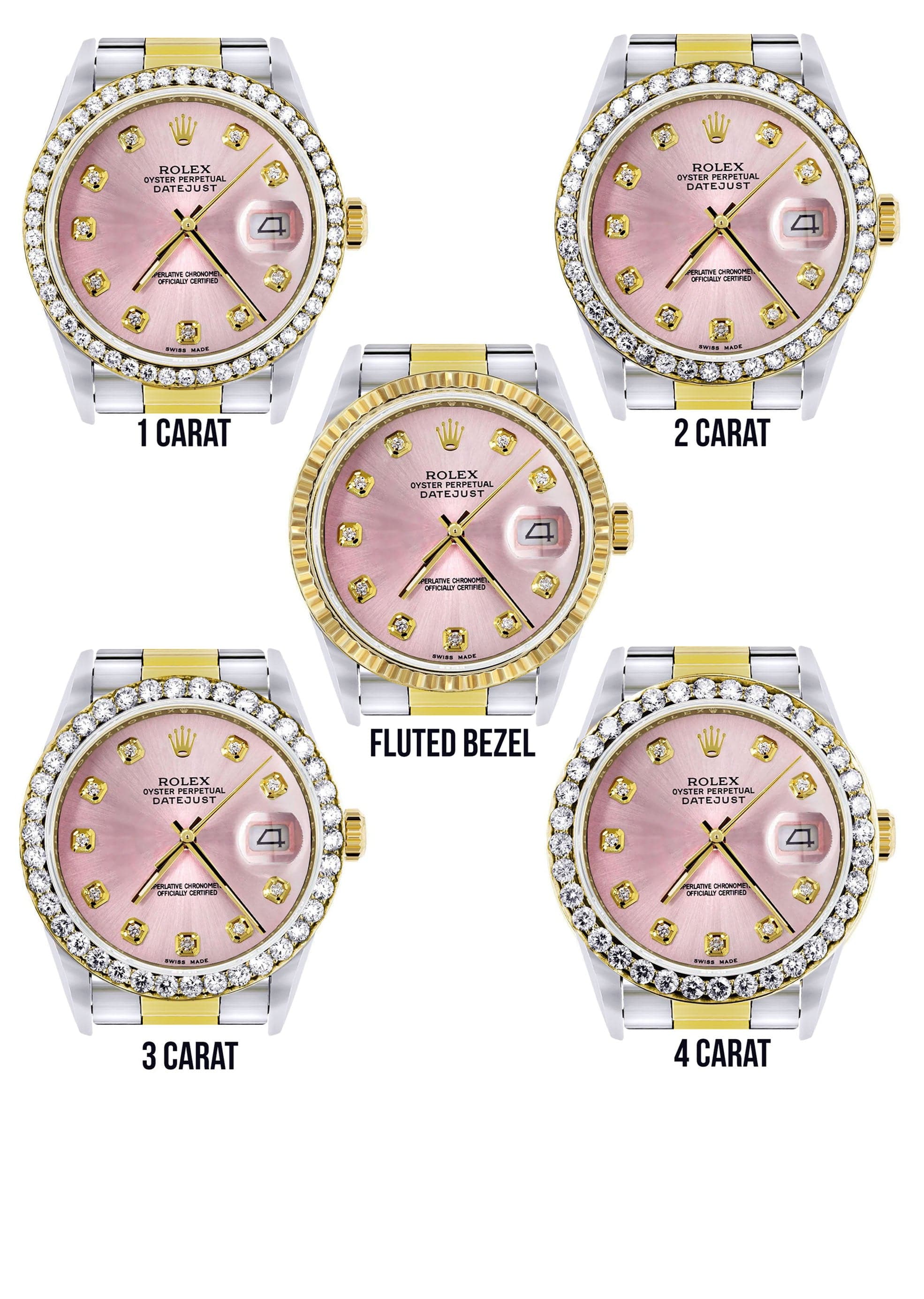 Gold Rolex Datejust Watch 16233 for Men | 36Mm | Pink Dial | Oyster Ba