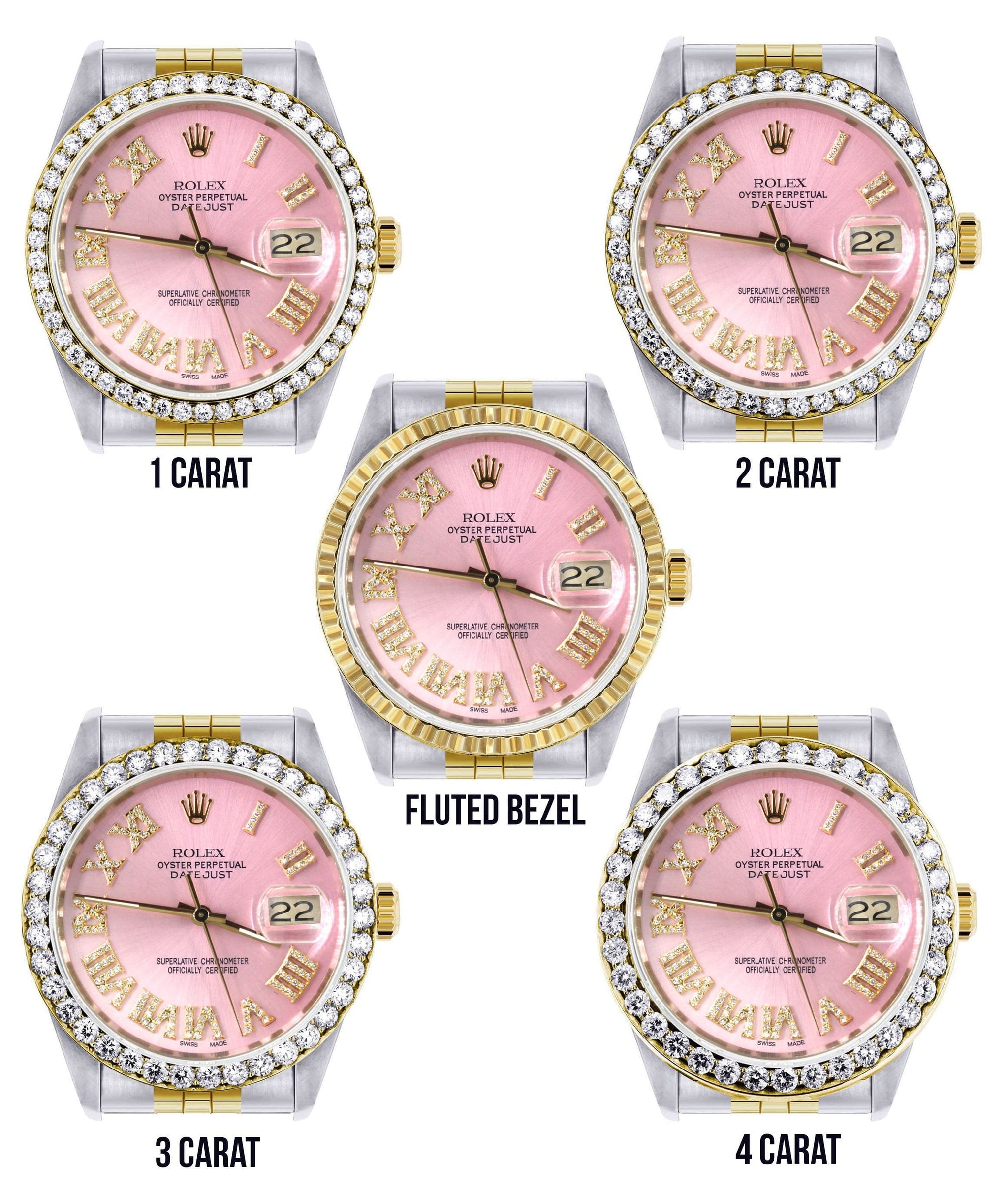 Gold & Steel Rolex Datejust Watch 16233 for Men | 36Mm | Pink Roman Di