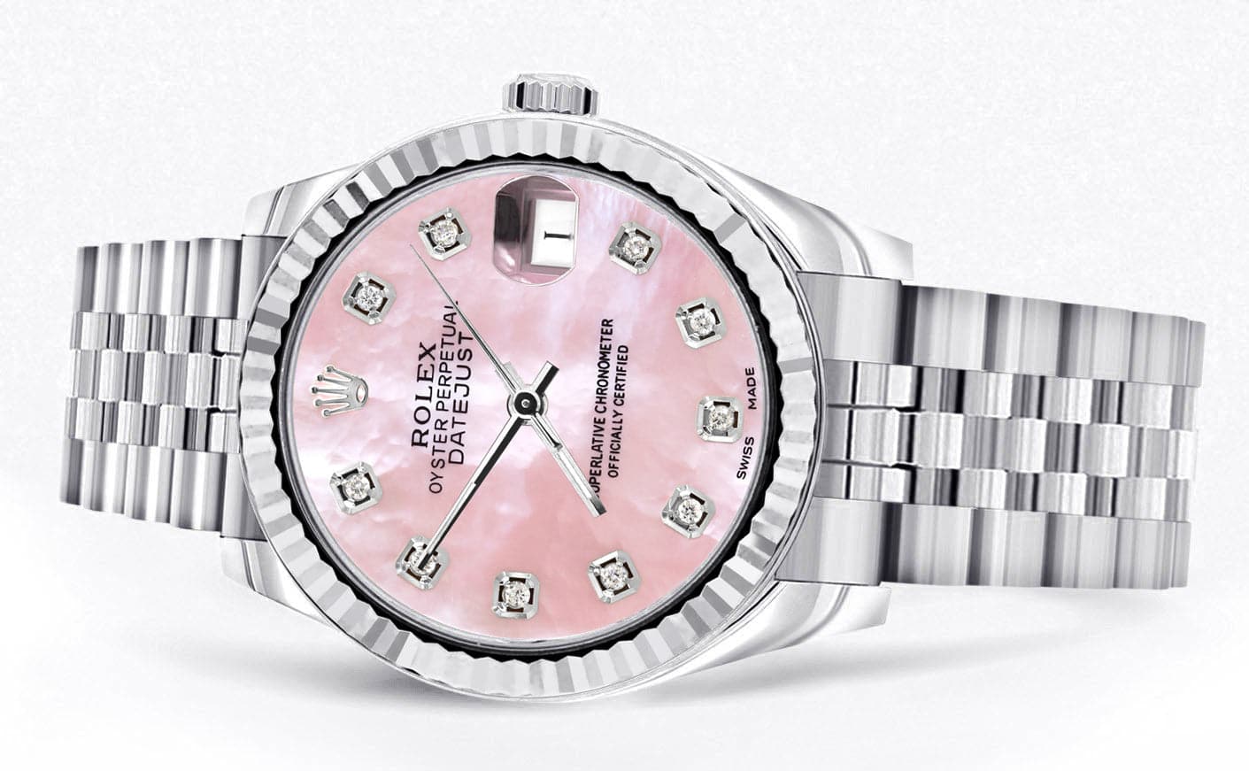 Diamond Rolex Watch | 68274 | Fluted Bezel | 31MM | Pink  display picture 2