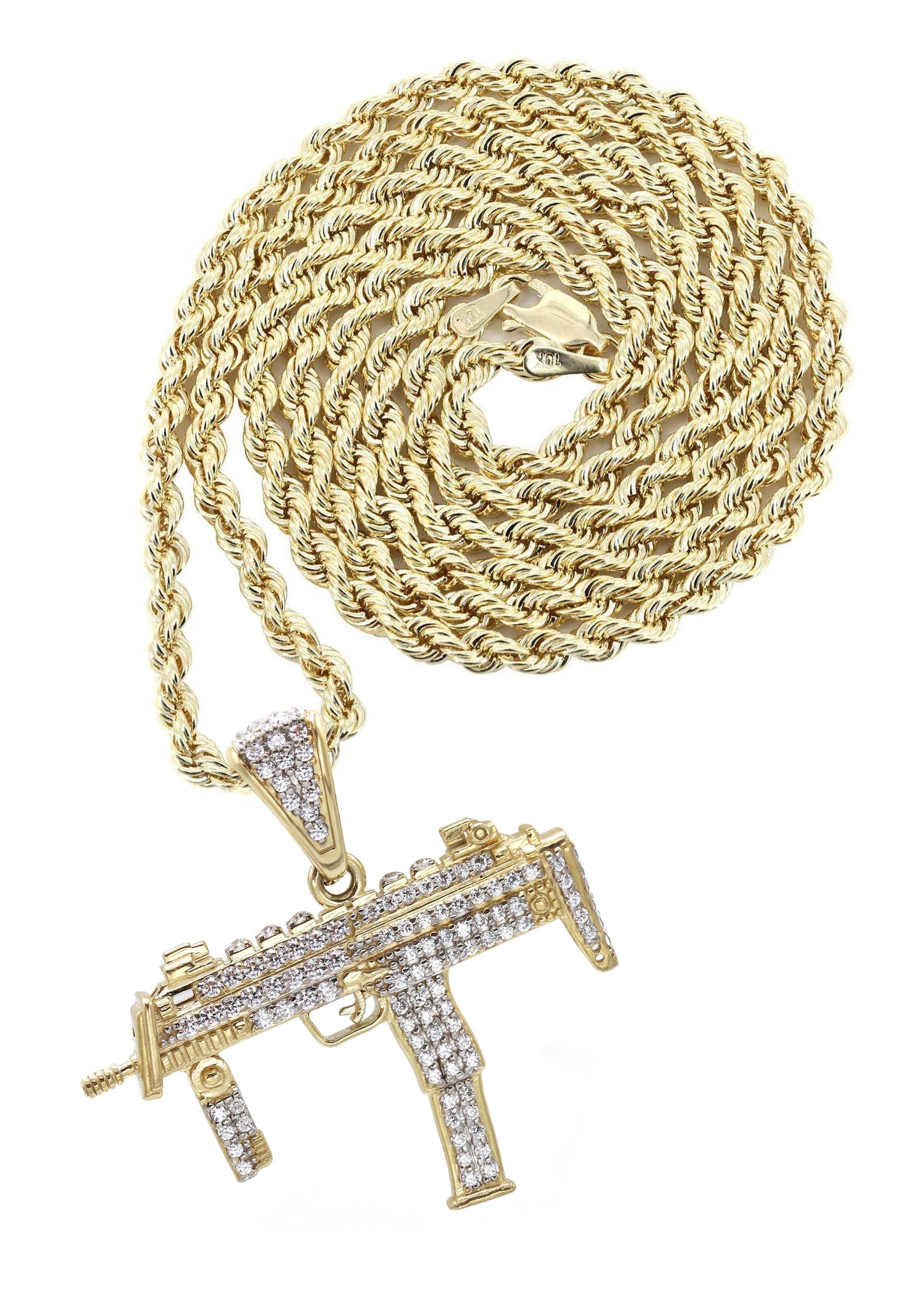 10K Yellow Gold Machine Gun Necklace Grams