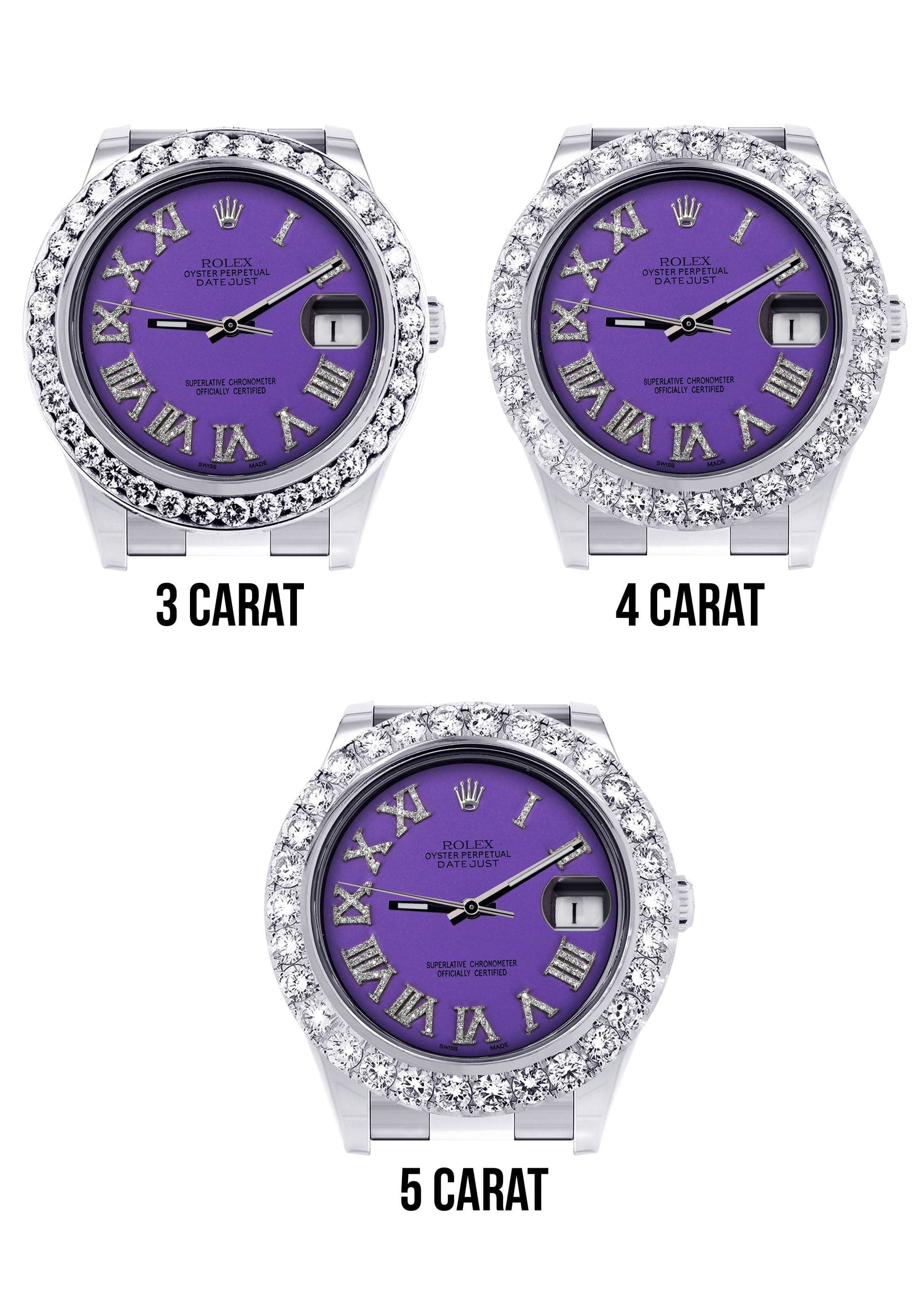 Rolex Datejust II Watch | 41 MM | Custom Purple Roman Dial | Oyster Ba