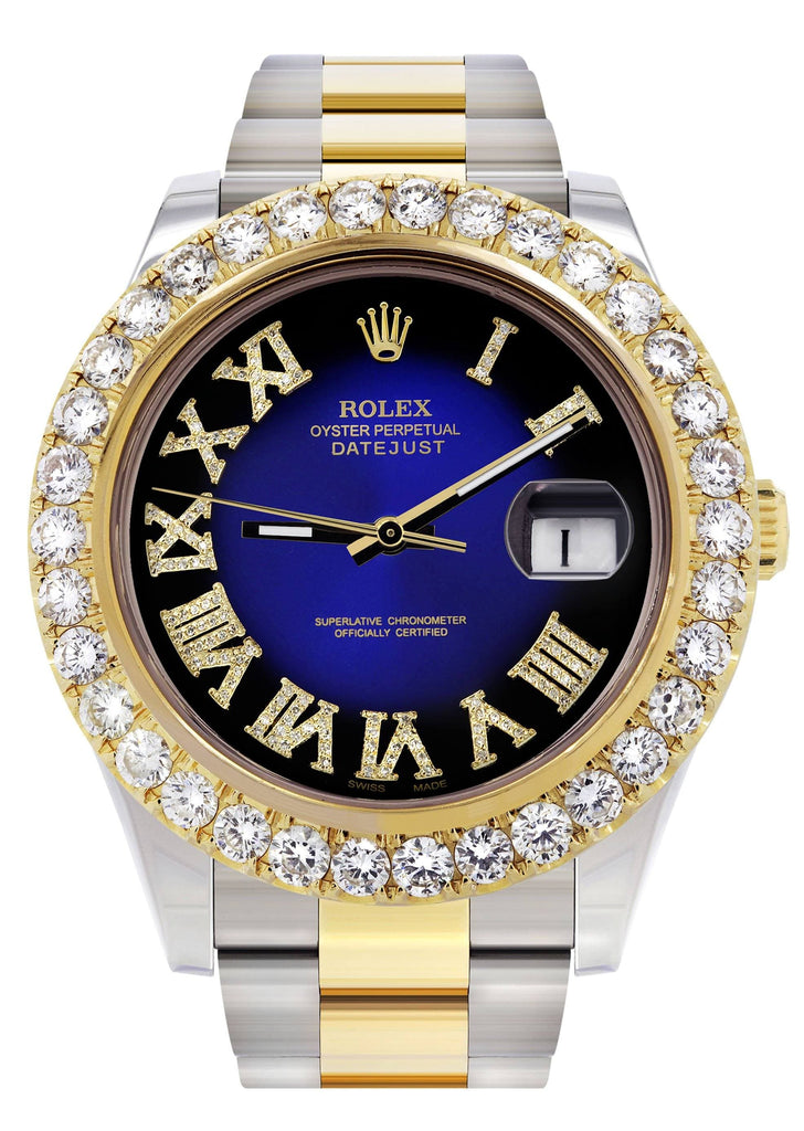 Rolex Datejust II Watch | 41 MM | 18K Yellow Gold & Stainless Steel | Custom Blue/Black Roman Dial | Oyster Band CUSTOM ROLEX FrostNYC 
