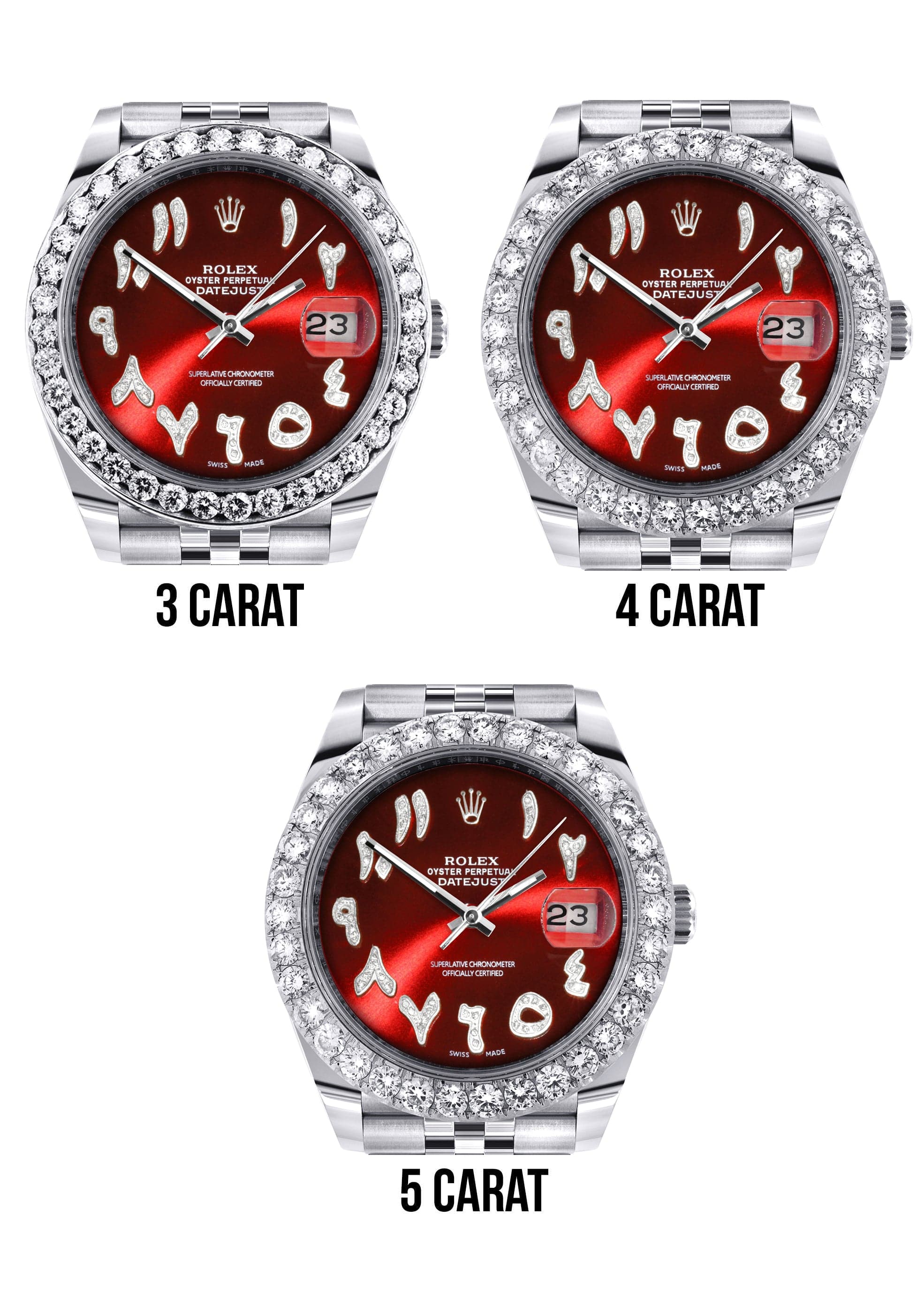 Rolex Datejust 41 Watch | 41 MM | Custom Red Arabic Diamond Dial | Jub