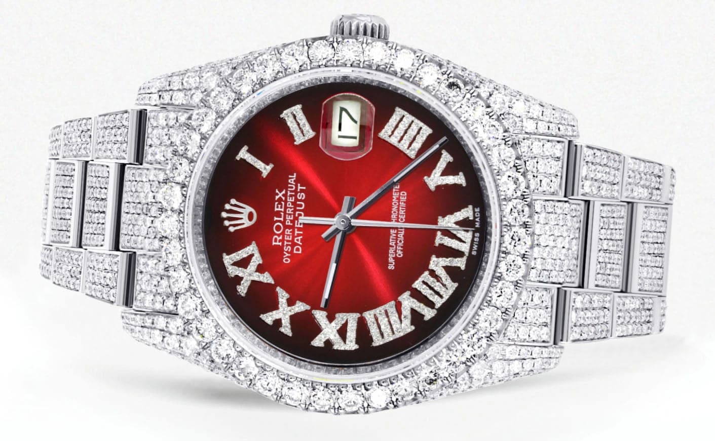 Iced Out Rolex Datejust 36 MM | Stainless Steel | 16.5 Carats of Diamo