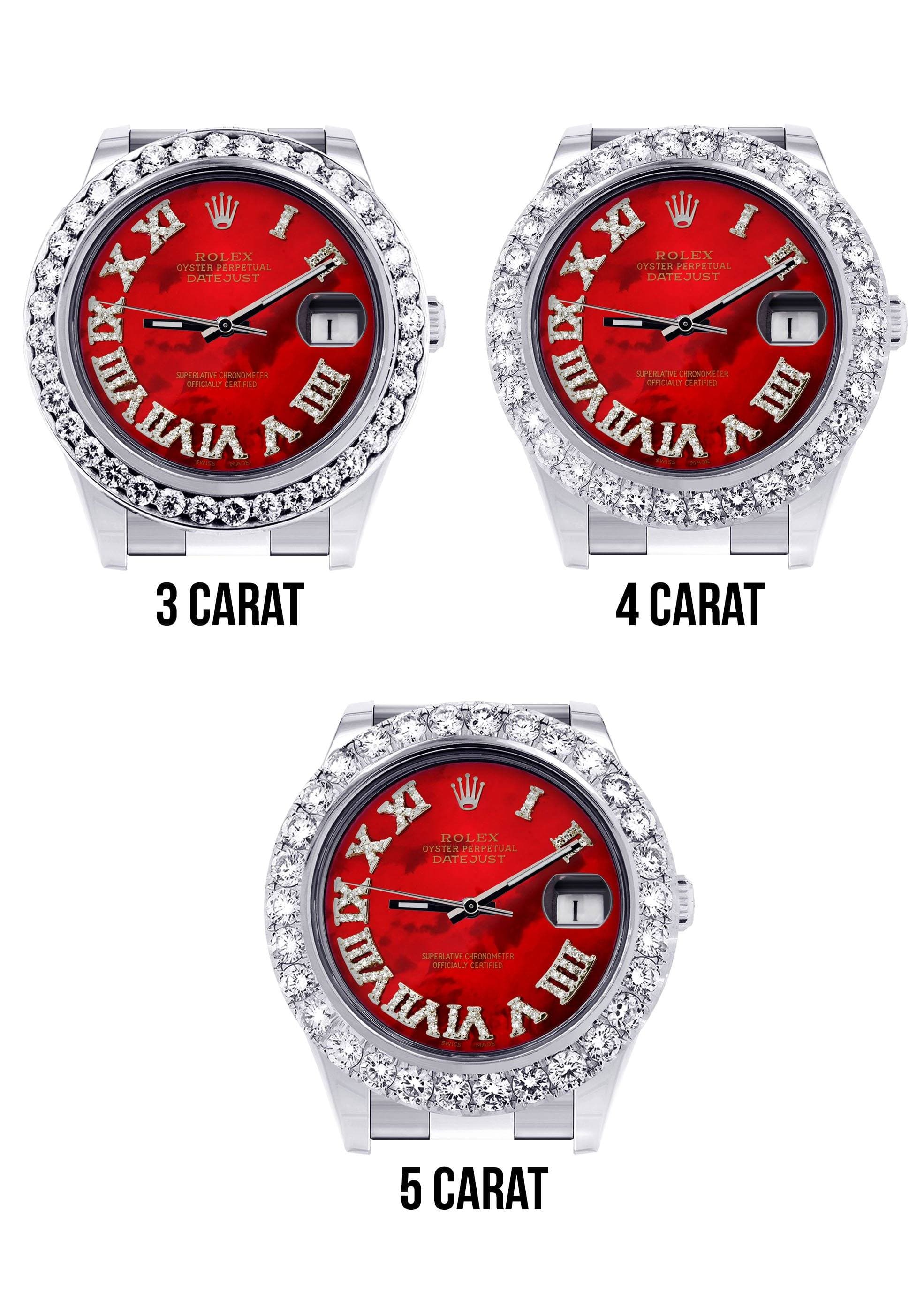 Rolex Datejust II Watch | 41 MM | Custom Red Pearl Roman Dial | Oyster