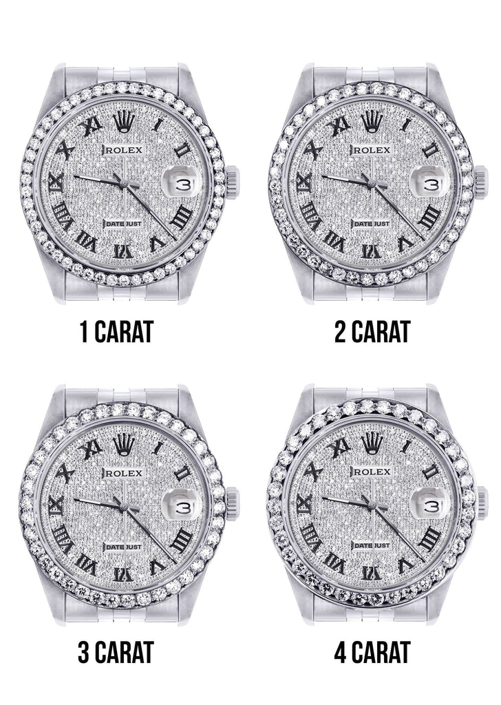 New Style | Hidden Clasp | Diamond Rolex Datejust Watch | 36MM | Full Diamond Roman Dial | Jubilee Band CUSTOM ROLEX MANUFACTURER 11 