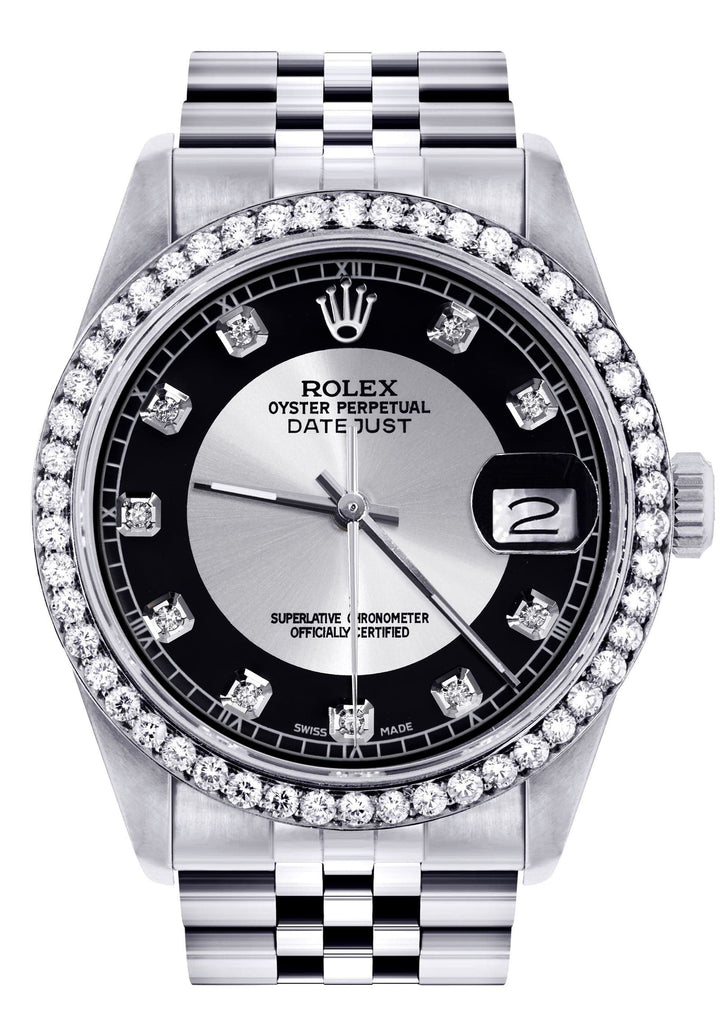 Diamond Rolex Datejust Watch | 36MM | Tuxedo Diamond Dial | Jubilee Band CUSTOM ROLEX FrostNYC 