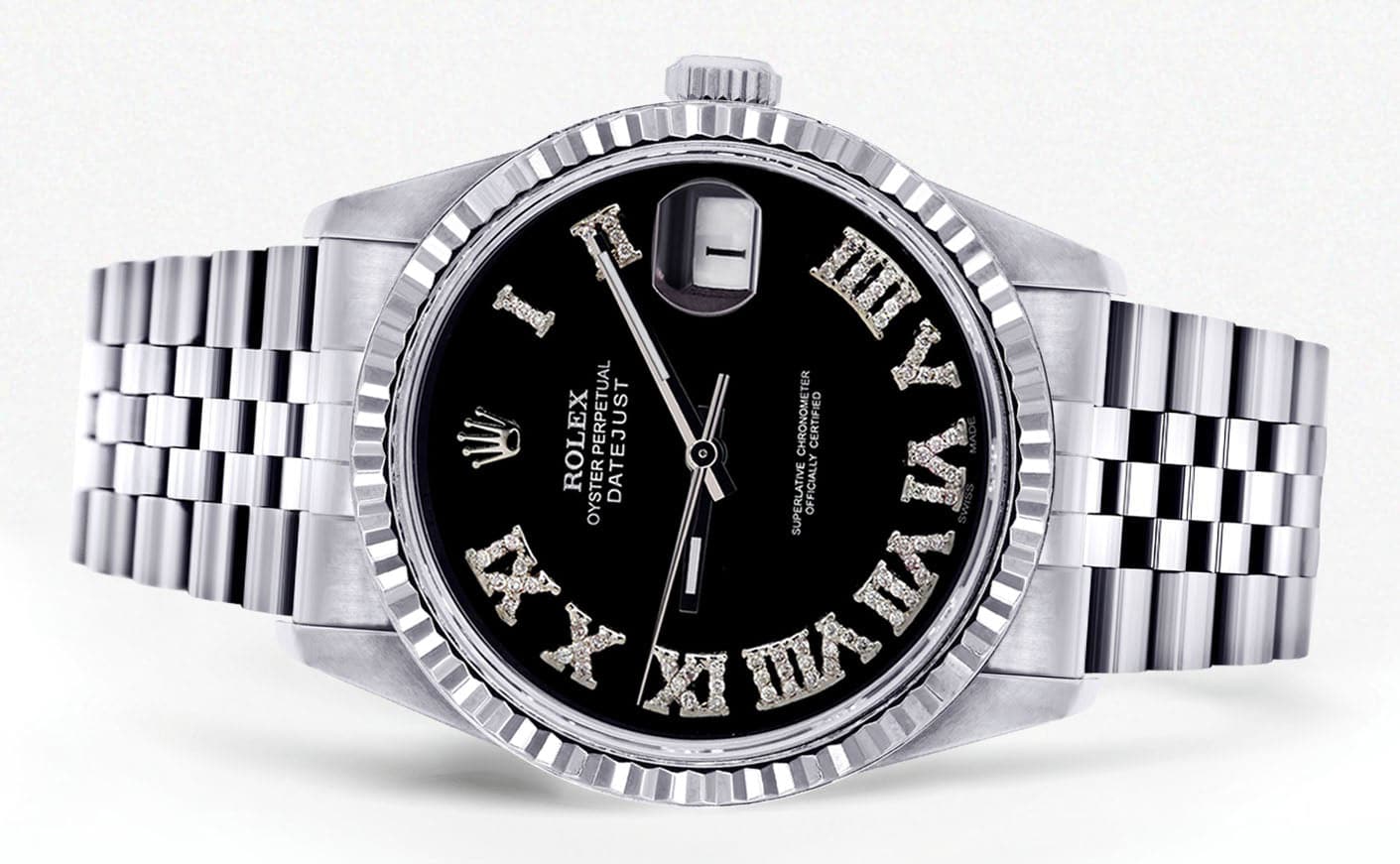 RT-162086‼️ Mens Rolex Datejust Watch 16200 | Fluted Bezel | 36Mm | Black Roman Nu