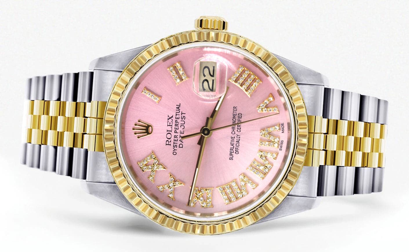 Mens Rolex Datejust Watch 16233 Two Tone | 36Mm | Pink Roman Dial | Ju