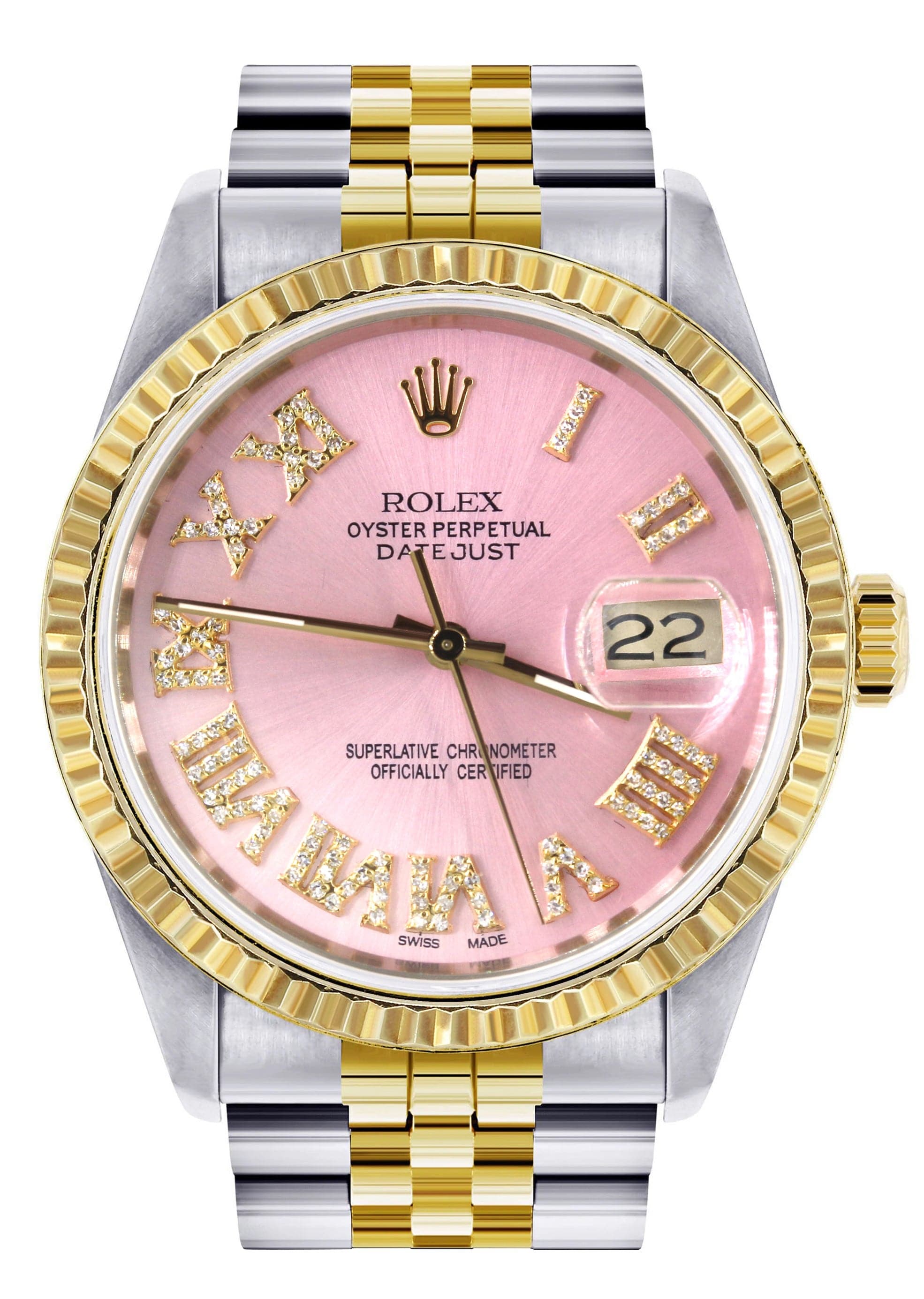 Mens Rolex Datejust Watch 16233 Two Tone | 36Mm | Pink Roman Dial | Ju