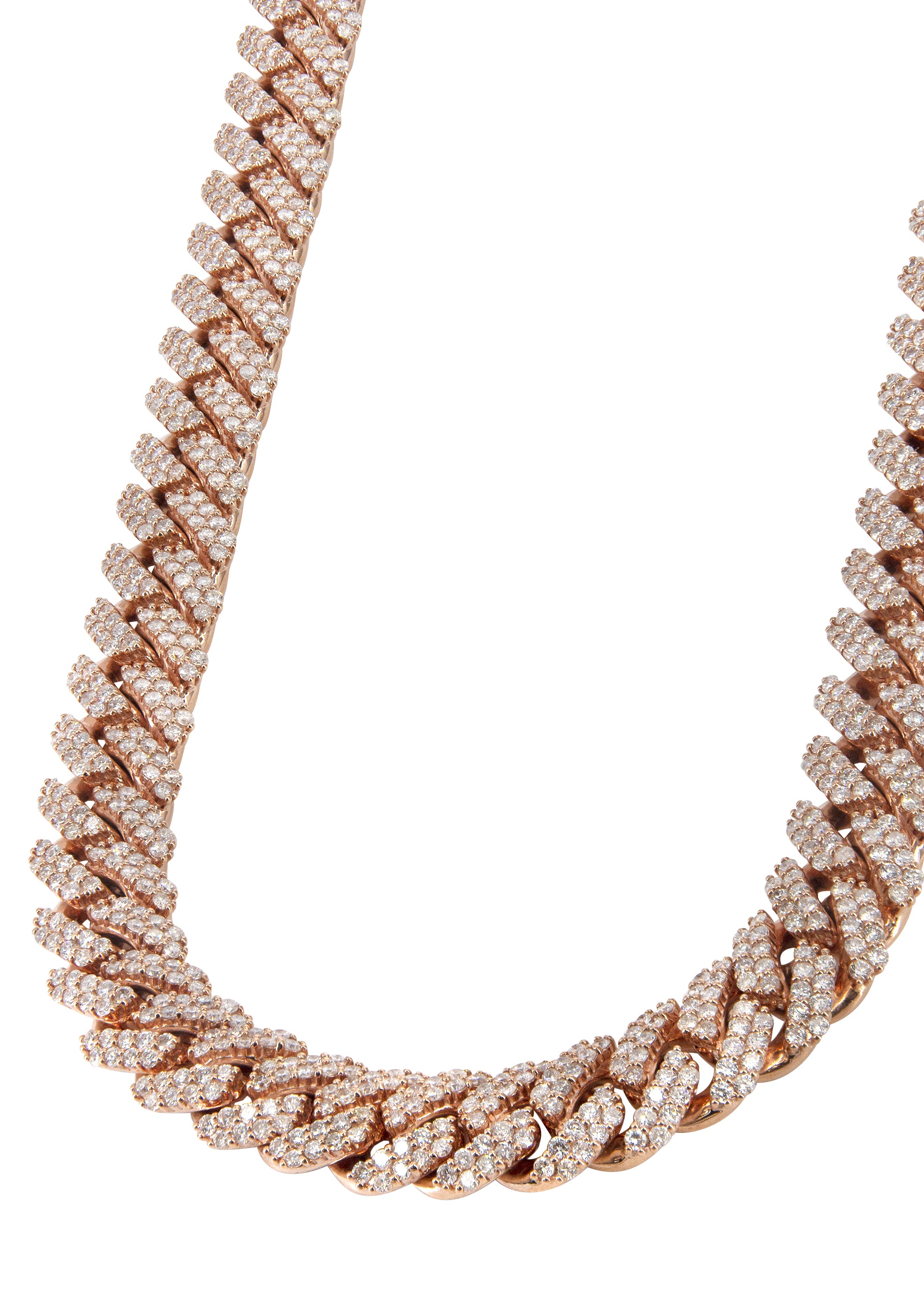 Fully Iced Out Miami Cuban Link Chain Rose Gold Iced Out