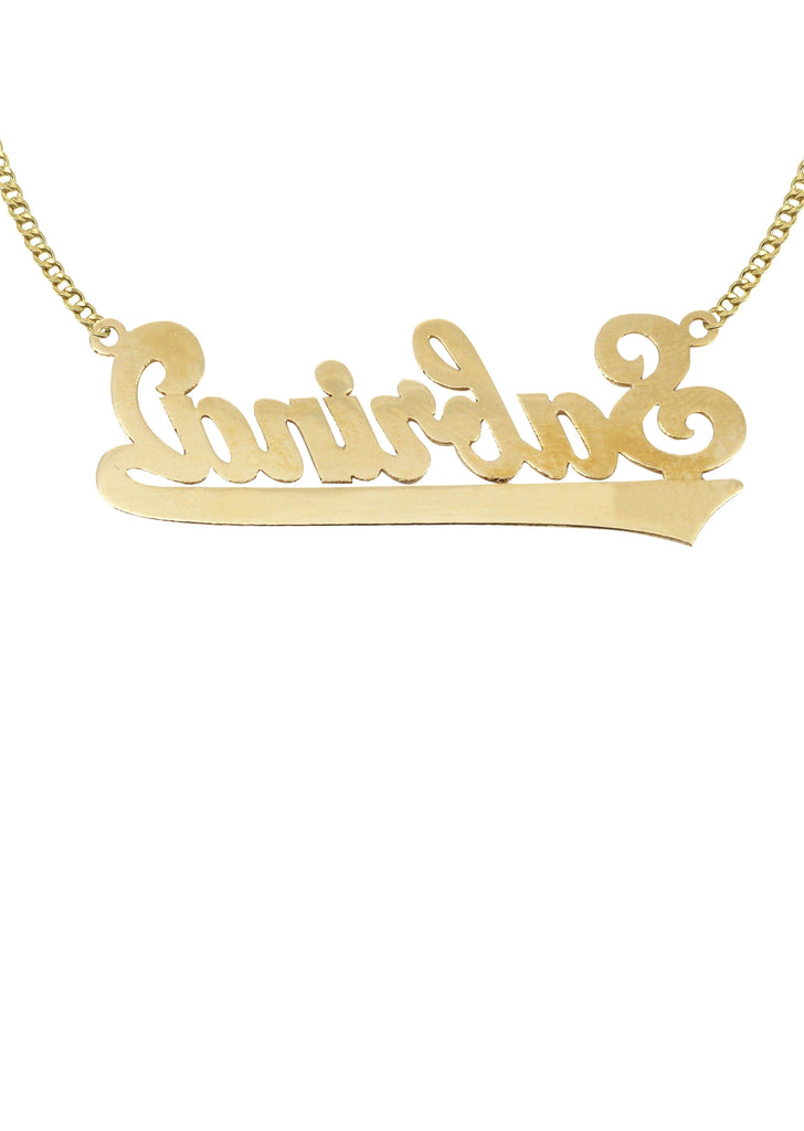 14K Ladies Old School Text Diamond Cut Name Plate Necklace | Appx. 7.9 Grams Name Plate Manufacturer 16 