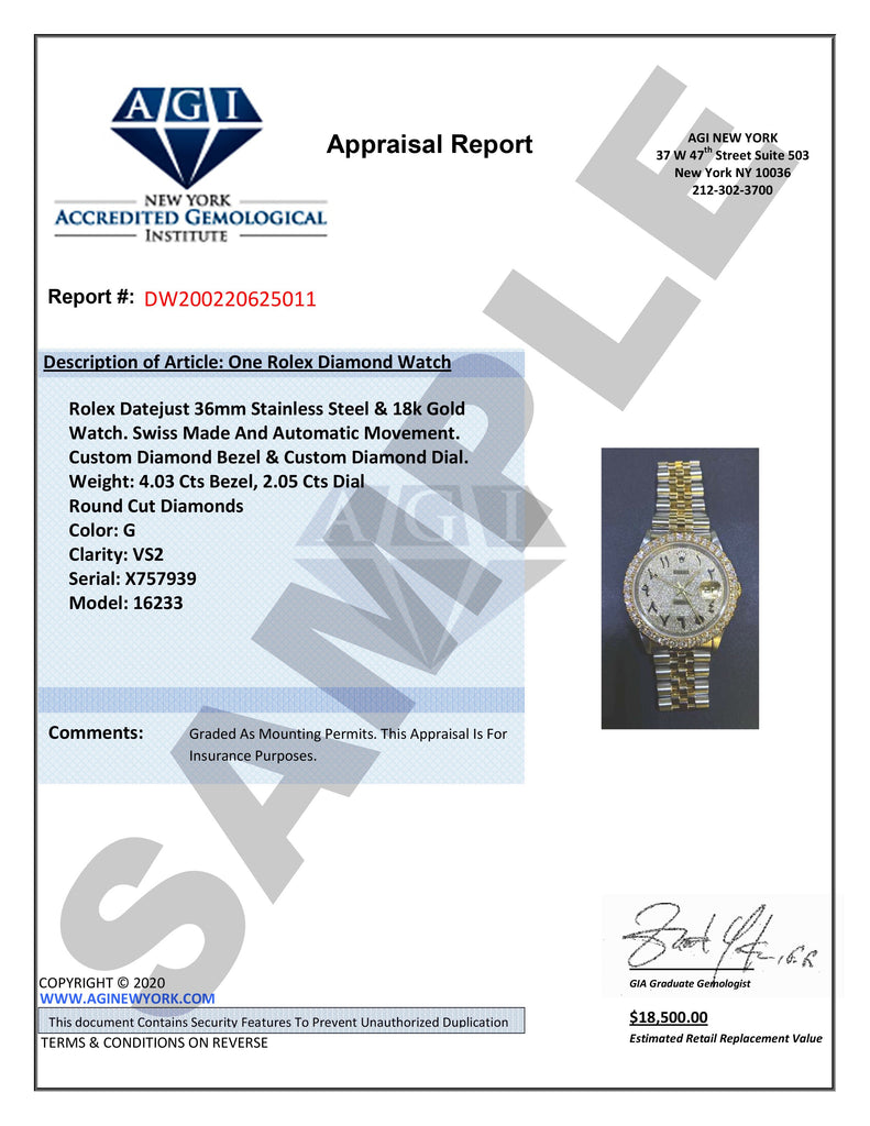 Womens Diamond Gold Rolex Watch | 1 Carat Bezel | 26Mm | White Dial | Jubilee Band FrostNYC 
