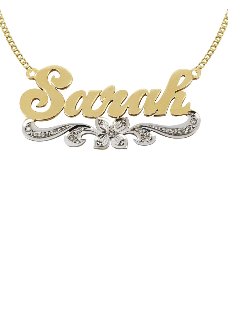 14K Ladies Two Tone Name Plate Necklace | Appx. 9.7 Grams Name Plate Manufacturer 16 