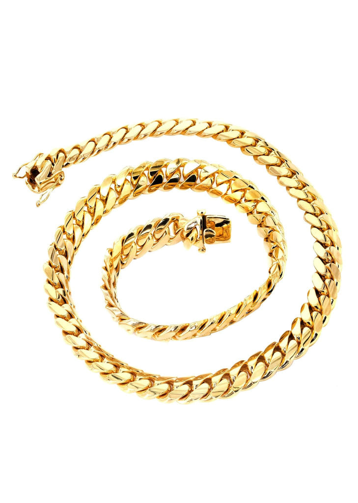 14K Gold Chain - Solid Miami Cuban Link Chain 14K Gold MEN'S CHAINS FrostNYC 