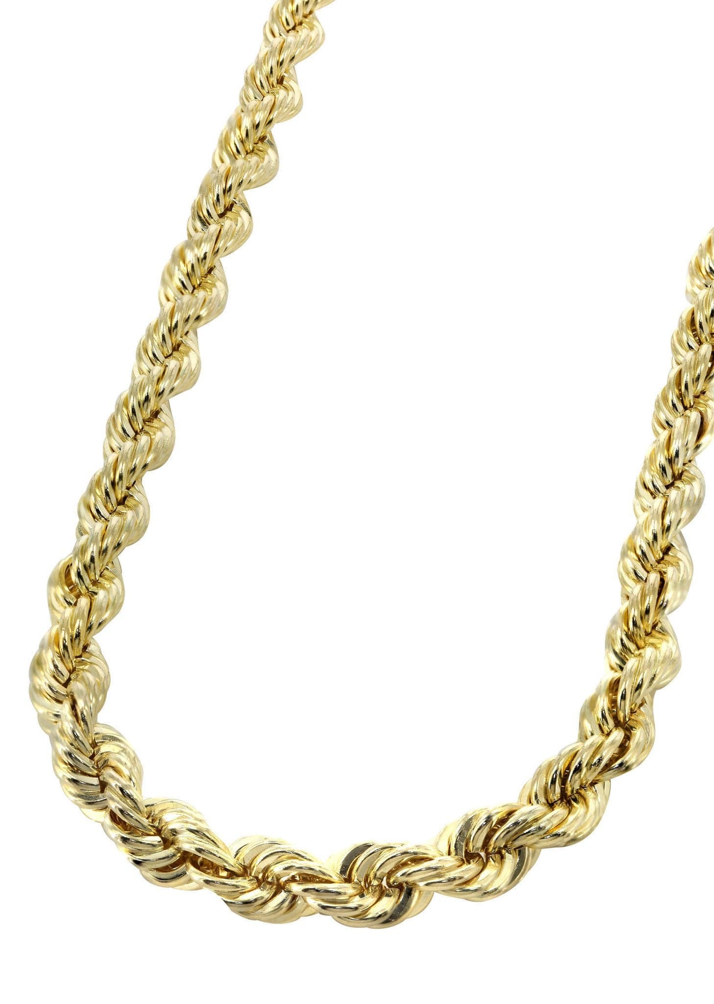 Men's 14K Gold Rope Chain Diamond Cut Solid - Main Image