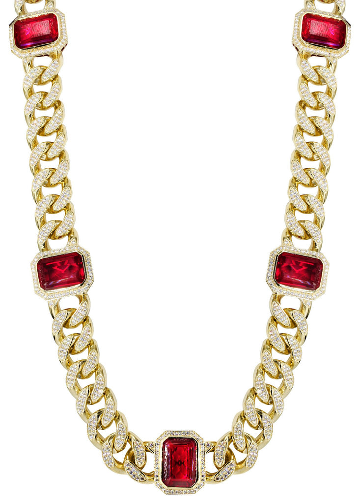 14K Gold Bar Ruby Baguette Necklace – ZOË