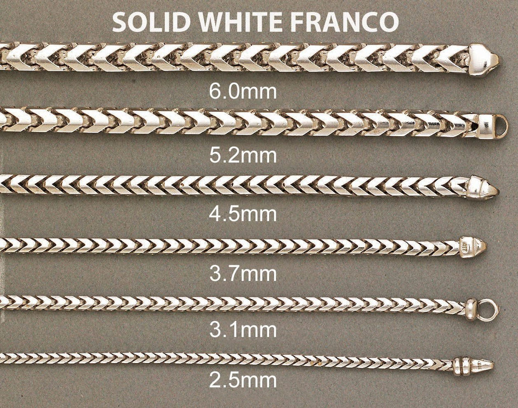 14K White Gold Chain - Solid Franco Chain MEN'S CHAINS FROST NYC 