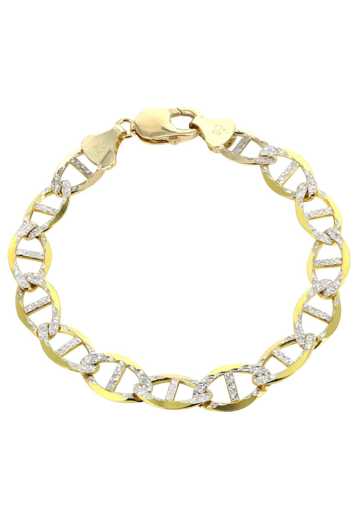 Solid Mens Diamond Cut Mariner Bracelet 10K Yellow Gold – FrostNYC