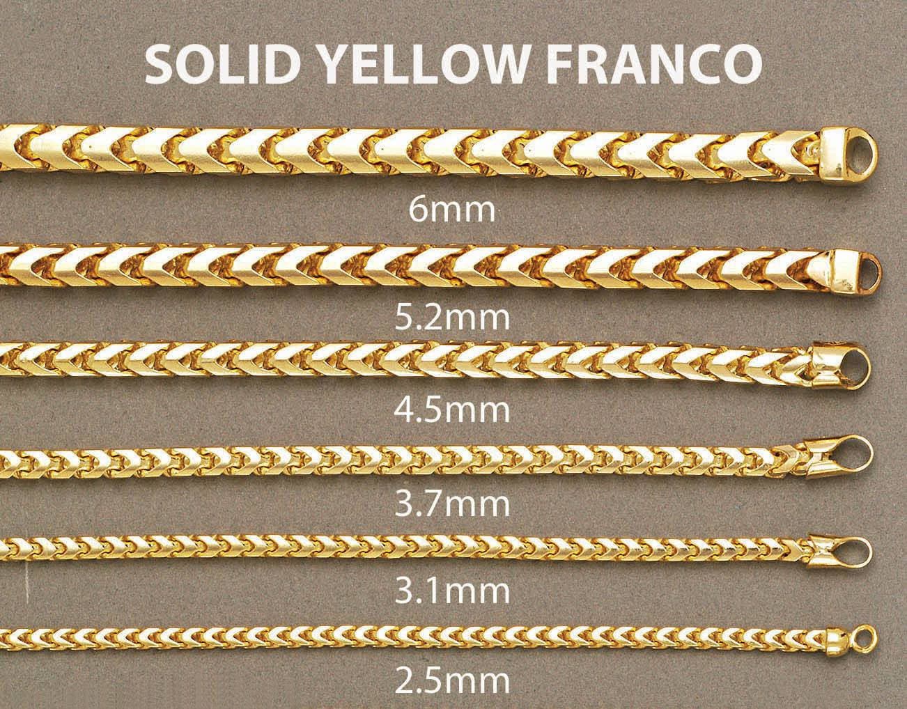 Franco Chain Solid 14 Karat Gold Chain 14k Yellow Gold Solid