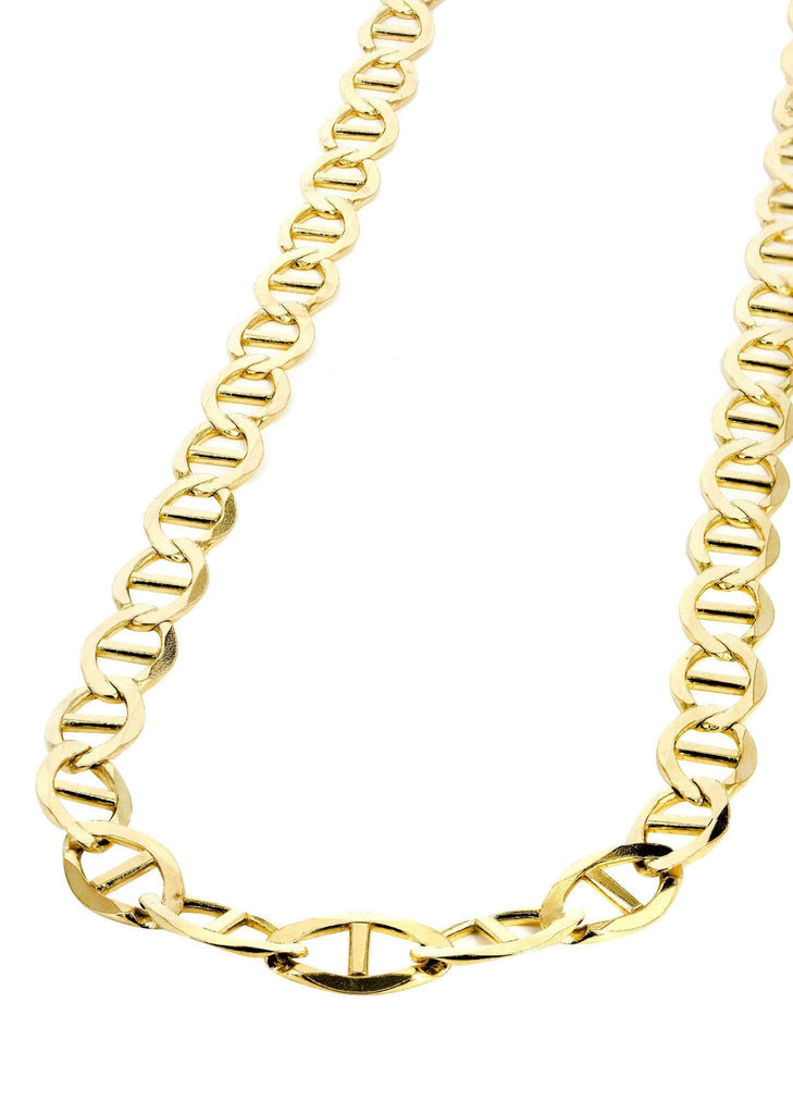 Harlembling 14k Yellow Gold Puffed Mariner Chain Necklace – 5-9mm Thick, 16-24"
