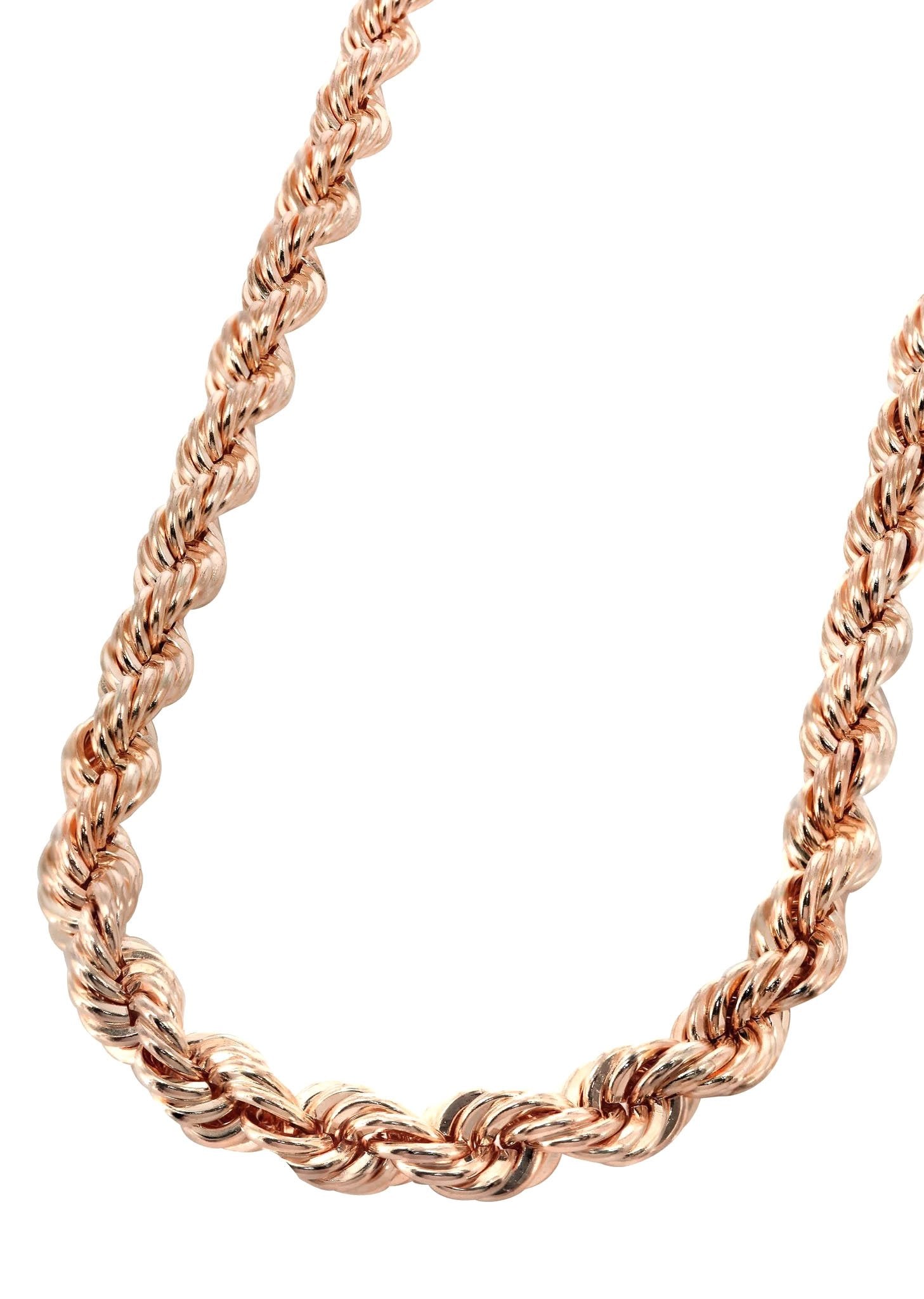 Womens 14K Rose Gold Chain Solid Rope Chain