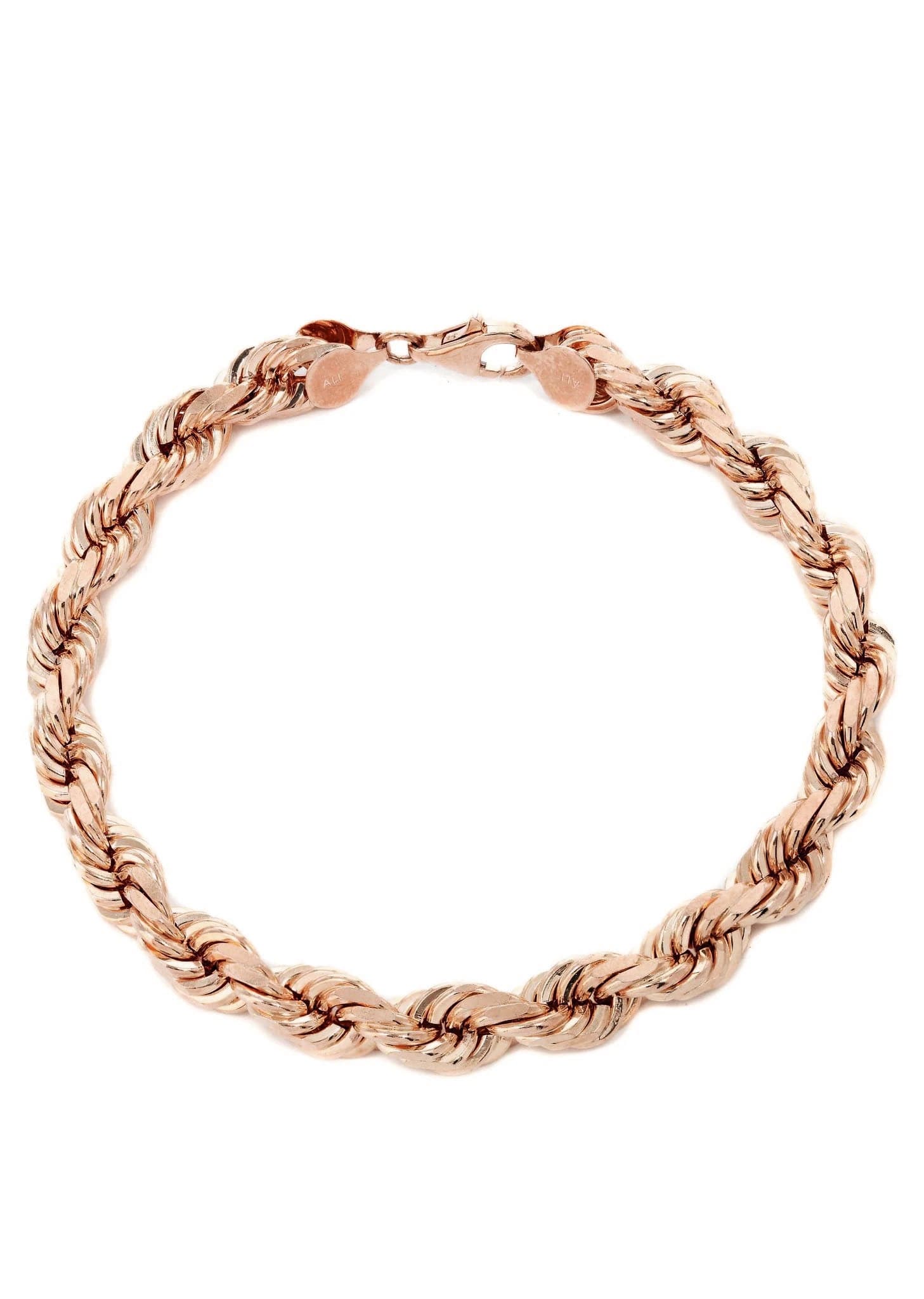 14K Rose Gold Bracelet Solid Rope - Main Image