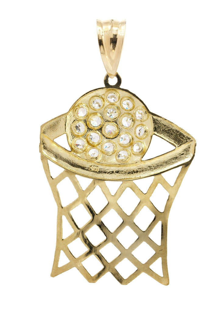 Big Basketball & Cz 10K Yellow Gold Pendant. | 11.9 Grams MEN'S PENDANTS FROST NYC 