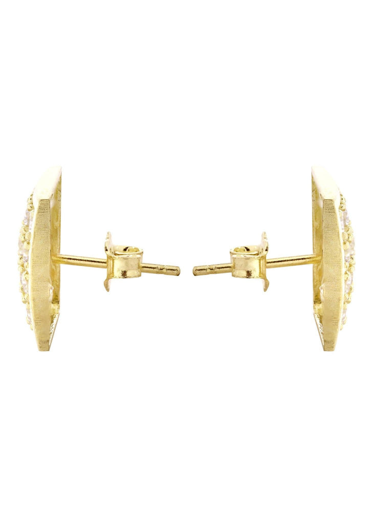 CZ 10K Yellow Gold Studs | Appx. Diameter 0.4 Inches Gold Stud Earrings FROST NYC 