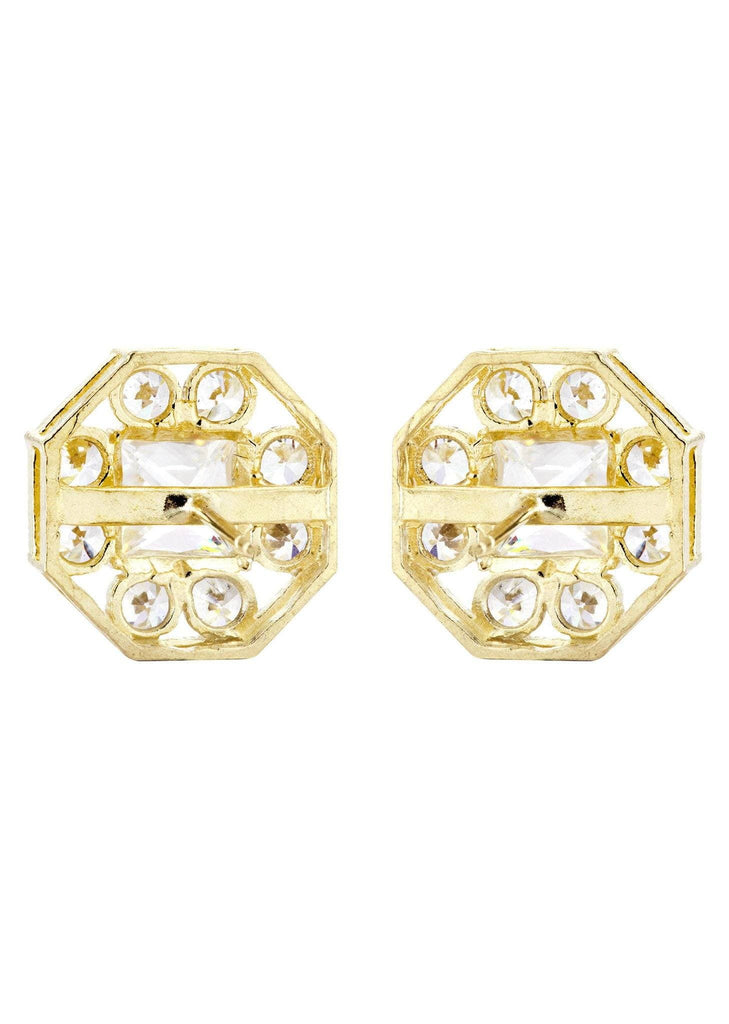Octagon Cz 10K Yellow Gold Earrings | Appx 1/2 Inches Wide Gold Earrings For Men FROST NYC 