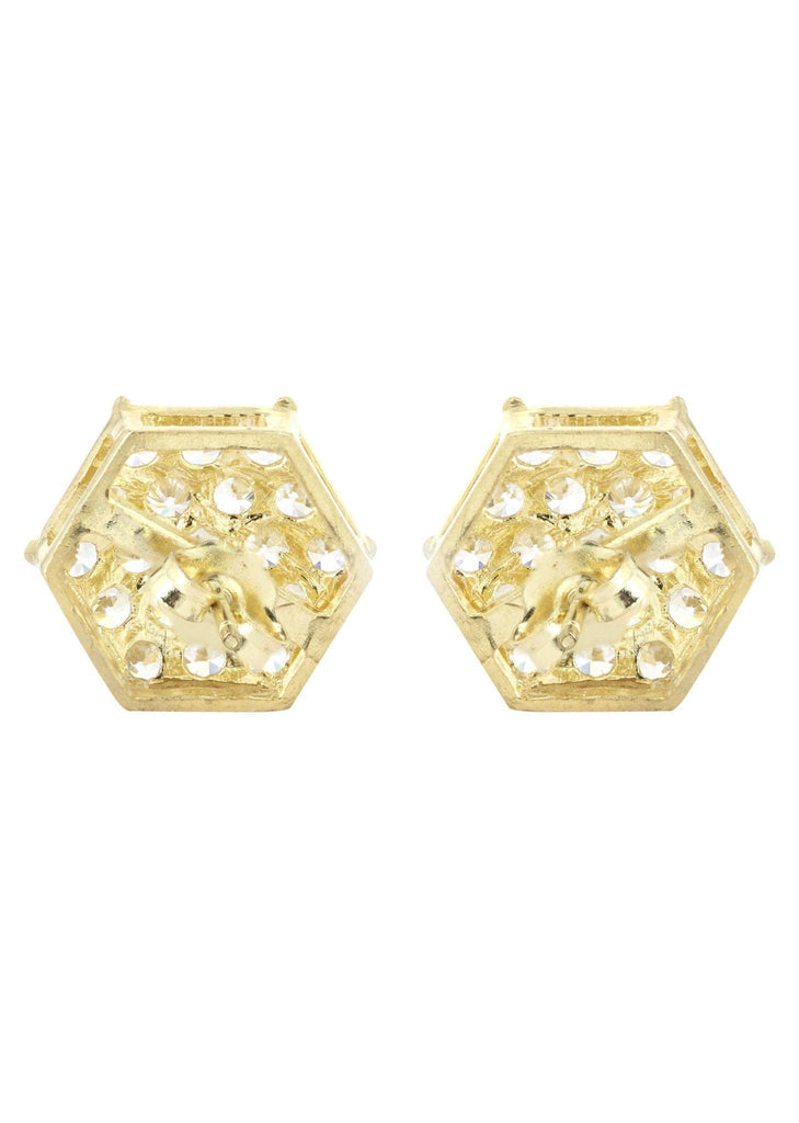 Cz 10K Yellow Gold Studs | Appx. Diameter 0.5 Inches Gold Stud Earrings FROST NYC 
