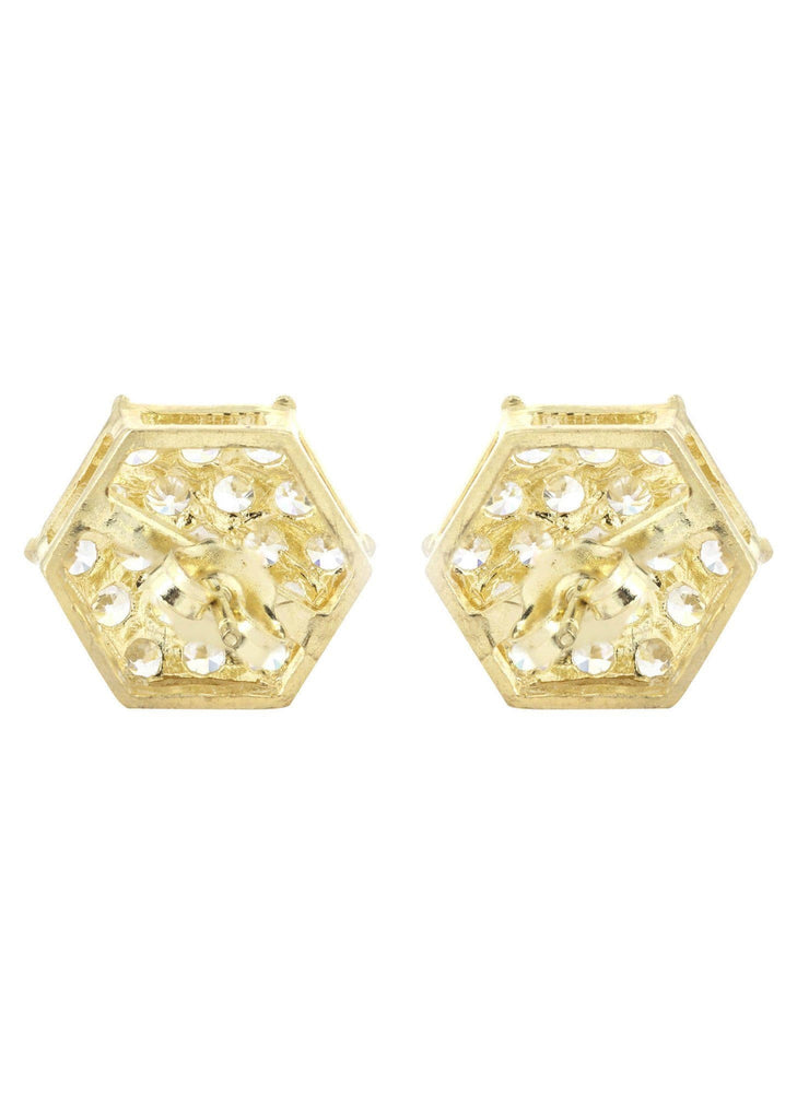 Octagon Cz 10K Yellow Gold Earrings | Appx 1/2 Inches Wide Gold Earrings For Men FROST NYC 