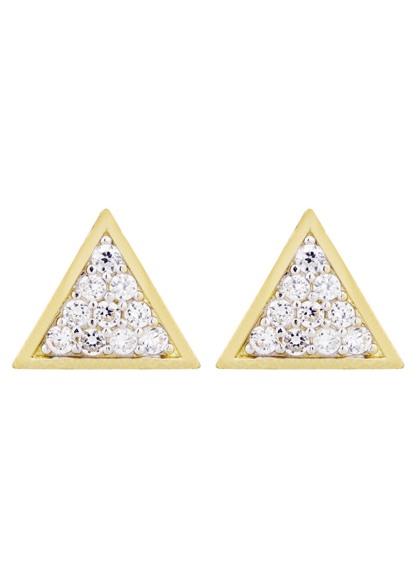 【avalanche】10k gold top 10K Triangle Gold Earrings For Men | Appx 1/2 Inches Wide