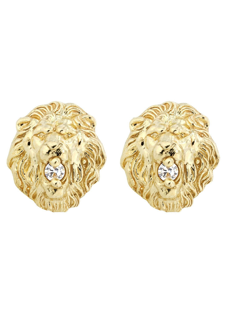 Lion 10K Yellow Gold Studs | Appx. Diameter 0.5 Inches Gold Stud Earrings FROST NYC 