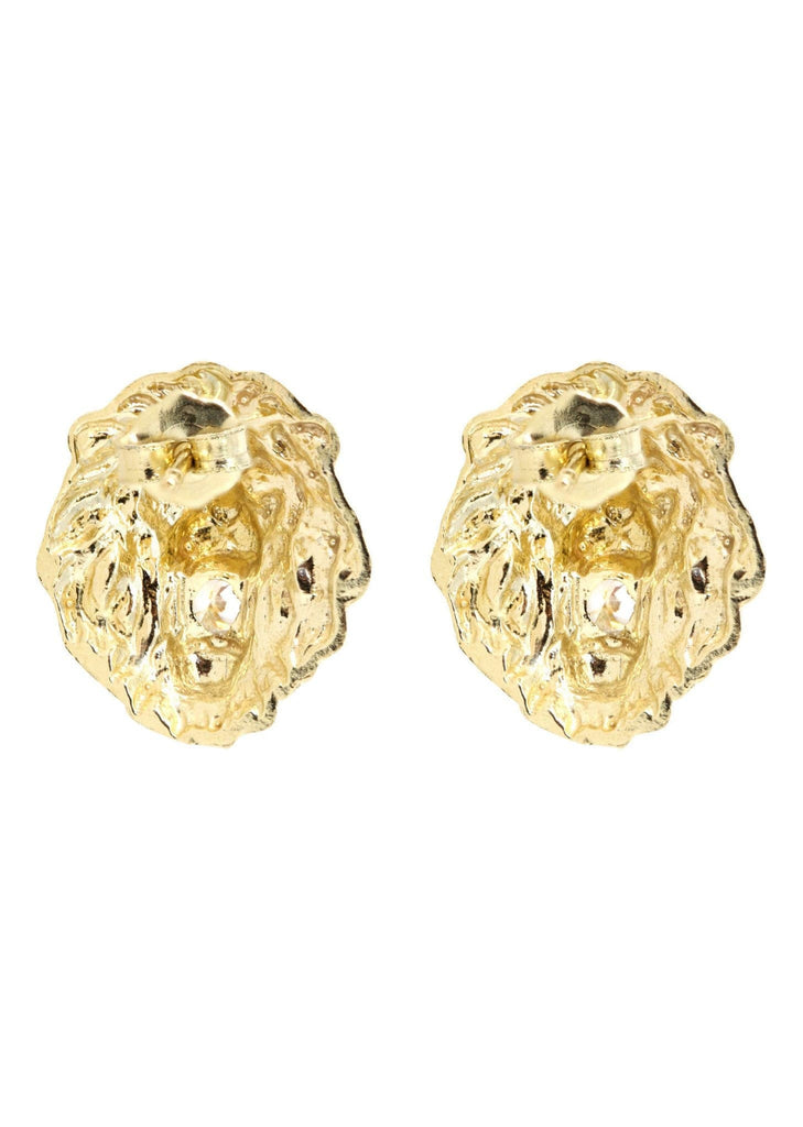 Lion 10K Yellow Gold Studs | Appx. Diameter 0.3 Inches Gold Stud Earrings FROST NYC 