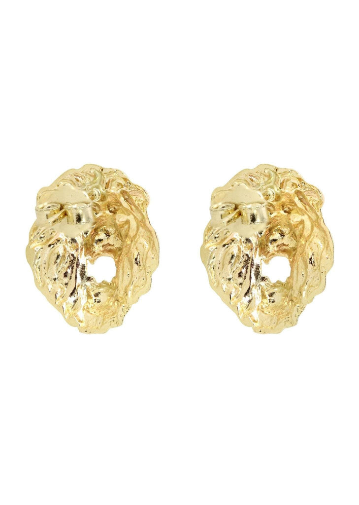 Lion Head 10K Yellow Gold Earrings | Appx 1/2 Inches Wide Gold Earrings For Men FROST NYC 