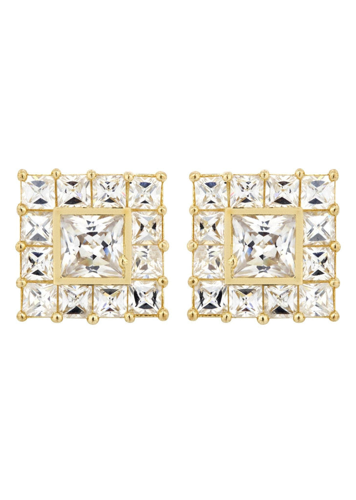 Cz 10K Yellow Gold Studs | Appx. Diamter 0.5 Inches Gold Stud Earrings FROST NYC 