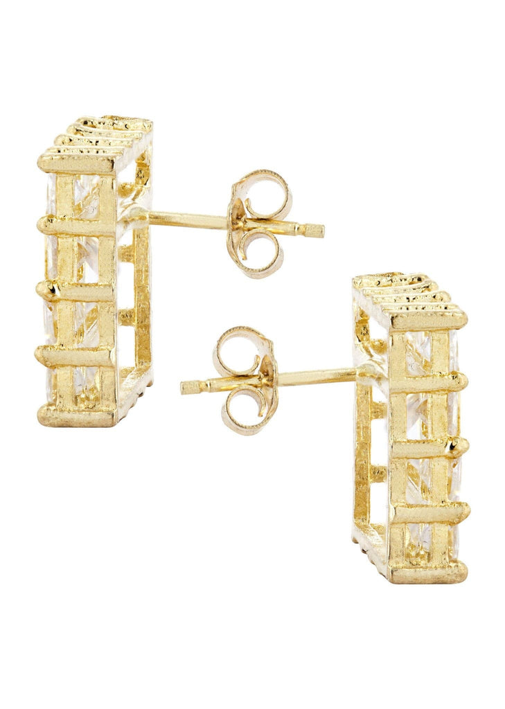 Cz 10K Yellow Gold Studs | Appx. Diamter 0.5 Inches Gold Stud Earrings FROST NYC 